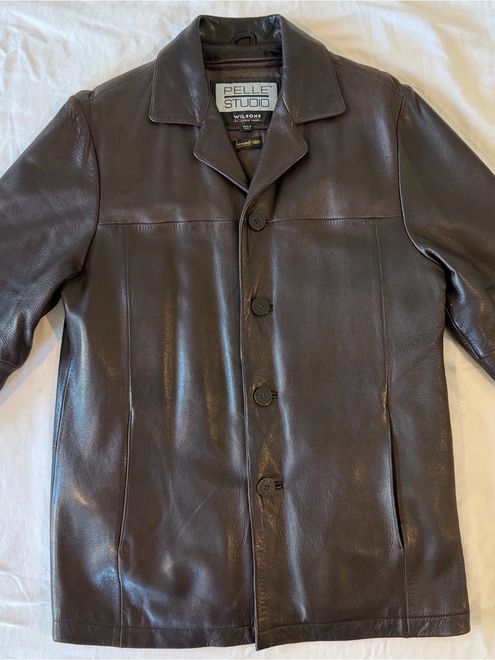 Wilsons leather Pelle Studio Men’s Dark Brown Leather Coat